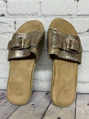 Aerosoles Slippers Women Size 7 Brown Gold
